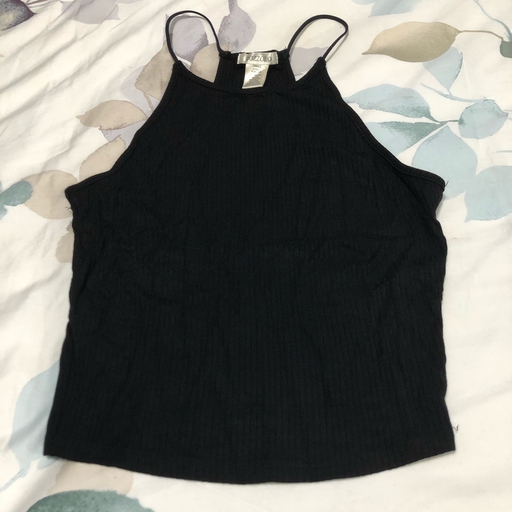 NWOT Black High Neck Crop Top